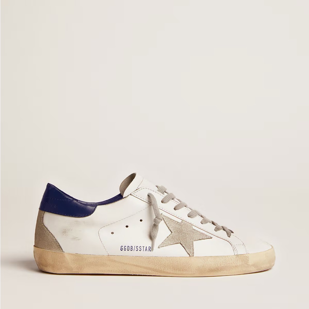 Men’s Super-Star With Suede And Blue Heel Tab- Golden Goose Sneakers